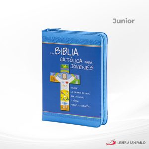 BIBLIA CATOLICA PARA JOVENES JUNIOR SIMILPIEL AZUL CON CIERRE  EVD